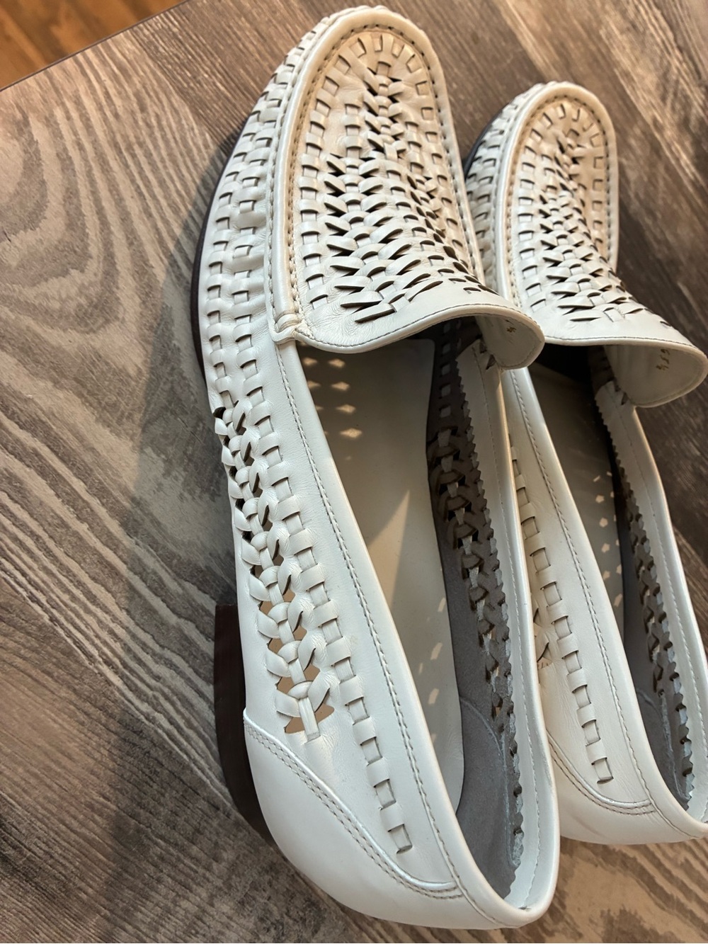 Saint Laurent White Woven Leather Slip-On Loafers - Picture 4 of 9